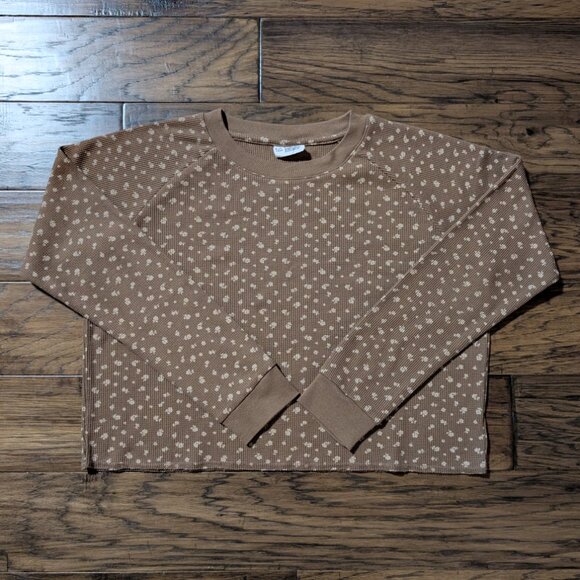 Gap kids waffle crew neck long sleeve shirt brown floral size XXL - Picture 12 of 12